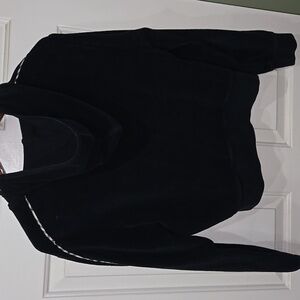 Burberry Navy Blue Full Zip-Up Hoodie Nova Check Stripes Velour Jacket Sz L 💋